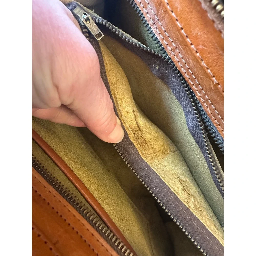 Vintage Hand Tooled Mexican Leather Crossbody Bag Aztec Calendar Mayan Pyramid - Picture 7 of 17